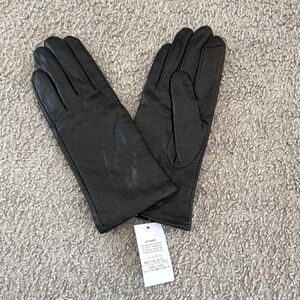 Lands' End Black Leather Gloves